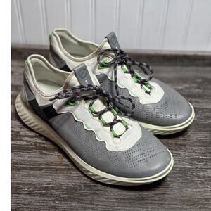 Ecco Men's Gray white Green Leather Lace Up ST.1 Lite Comfort Sneaker Size 44